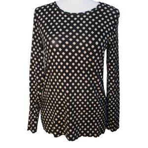 Chico's Black and Cream Long Sleeve Rayon/Spandex Top Size 0/S4